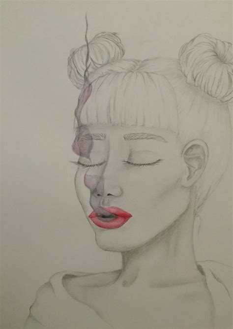 Girl Smoke Watercolor And Pencil Draw Smoke Art