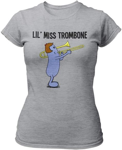 Lil Miss Trombone Womens Brass Instrument Organic Cotton T Shirt