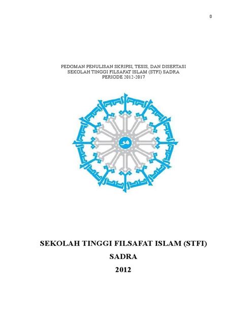 Panduan Penulisan Skripsi Tesis Dan Disertasi Stfi Sadra Bahasa