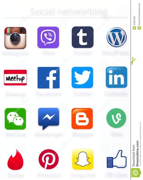 Social Networking Apps Icons Printed On Paper Editorial Stock Image