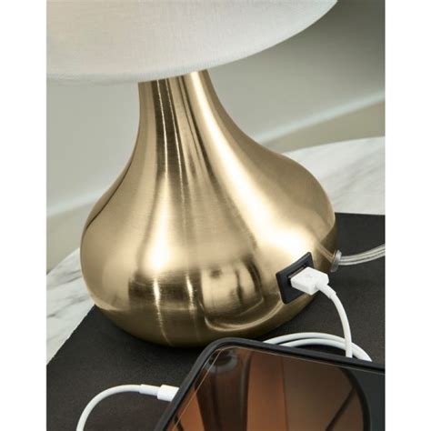 Camdale Table Lamp Brass W Usb Charging Port Ashley Signature Design Hudsons Of Stratford