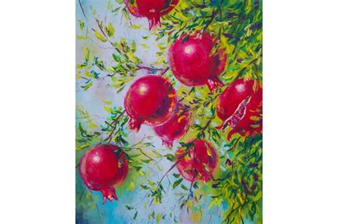 Pomegranate Painting Original Art Fruit Wall Art Etsy