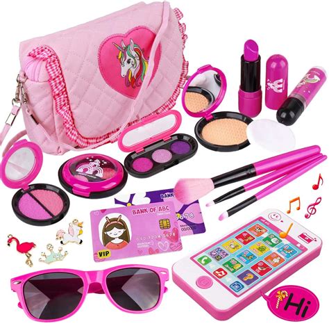 Meland Kids Makeup Kit Girl Pretend Play Makeup And My First Purse Toy