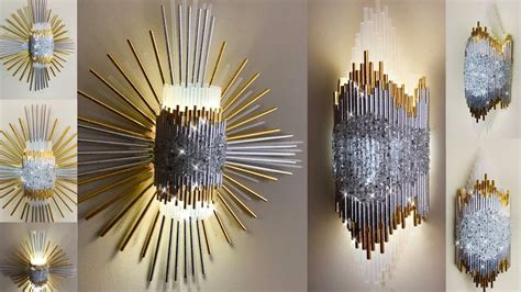 Two Glamorous 3d Diy Wall Sconces Using Metallic Straws And Crushed Glass