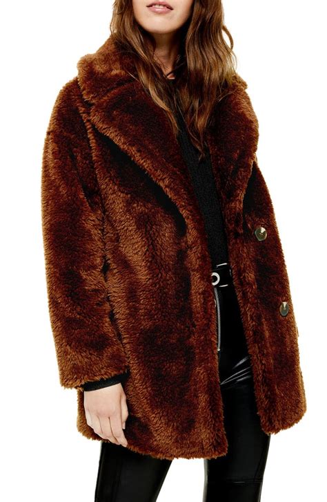 Topshop Faux Fur Coat Regular And Petite Nordstrom