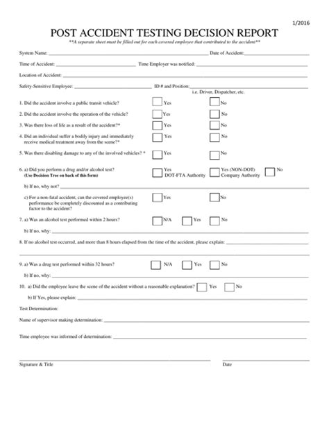 Ohio Post Accident Testing Decision Report Form Fill Out Sign Online