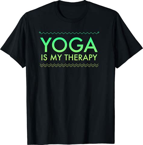 Amazon Com Funny Yoga Shirt Yoga Is My Therapy Aqua Yellow Text Design T Shirt Clothing