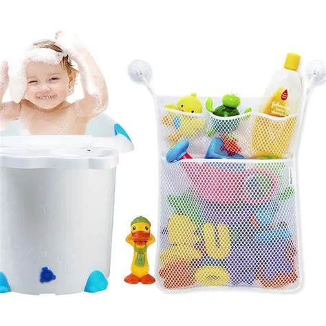 Baby Bath Toys Tidy Storage Suction Cup Bag Kids Bathroom Toy Mesh