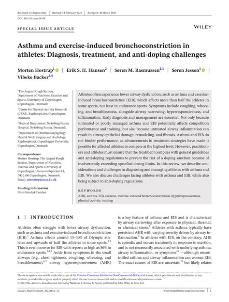 pdf asthma and exercise induced bronchoconstriction in athletes diagnosis treatment and
