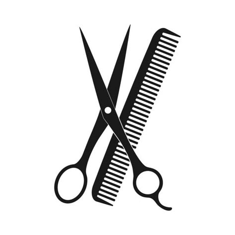 140 Silhouette Of Hairdressing Scissors Comb Stock Illustrations