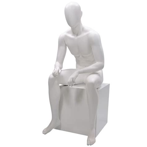 Faceless Male Mannequin Seated White Color