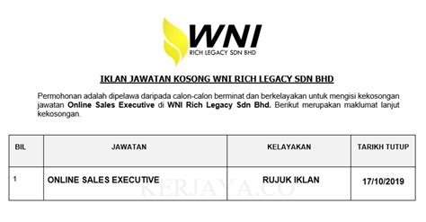 Please use above information to identify fraud company with rough assumption. Permohonan Jawatan Kosong WNI Rich Legacy Sdn Bhd ~ Online ...