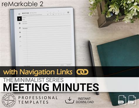 Remarkable 2 Minimalist Meeting Minutes Template Digital Etsy
