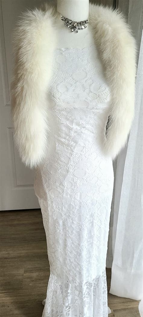 Glamorous Arctic Fox White Fur Stole Real Fur Boa Couture Fur