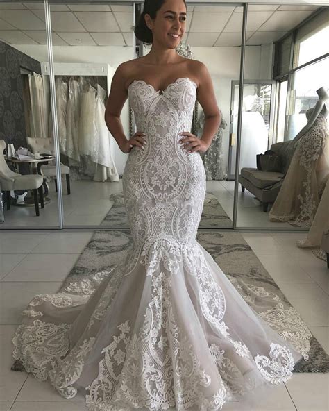 Buy Sexy Mermaid Ivory Lace Appliques Backless Wedding Dresses Wedding Gowns W1011 Online