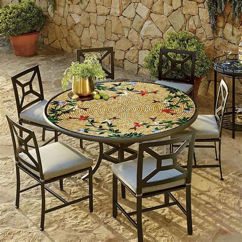 Knf Caramel Hummingbird Mosaics Round Bistro Dining Tables Frontgate