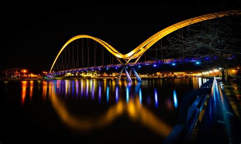 Free Images Night Arch Bridge Tied Arch Bridge Reflection Landmark Light Metropolitan