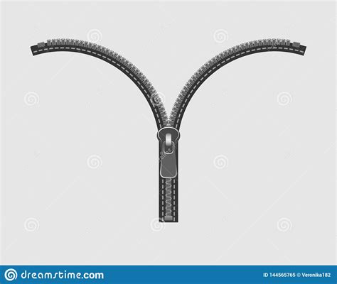 Zipper Isolated On Grey Background Stock Vector Illustration Of