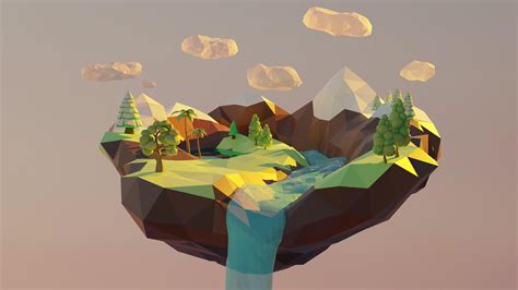 Cartoon Style Floating Island Spring Low Poly Modelo D Turbosquid Lupon Gov Ph
