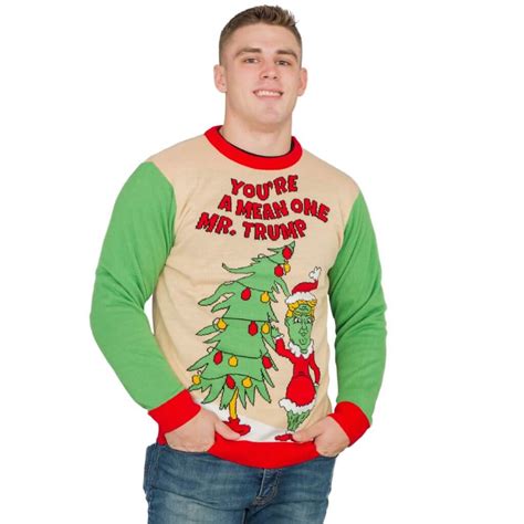 Youre A Mean One Mr Trump Grinch Ugly Christmas Sweater