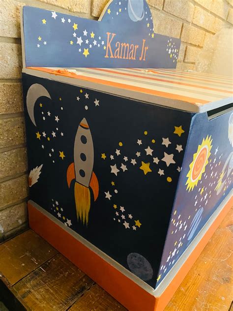 Space Theme Outer Space Nursery Rocket Ship Toy Box Rocket Etsy