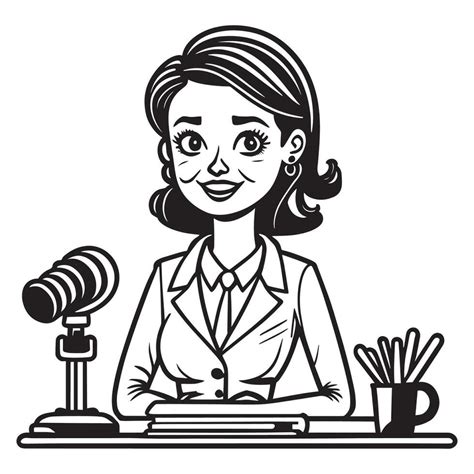 This Is A Female Journalist Vector Silhouette Journalist Vector Line