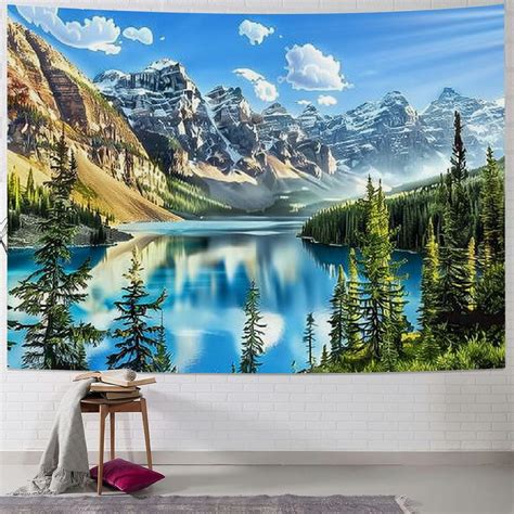 ONETECH Landscape Sunset View Of Moraine Lake Mountain Range Tapestry