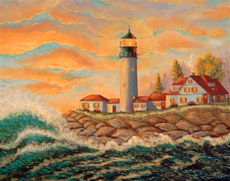 Seaside Lighthouse Painting By Mary Charles Fine Art America