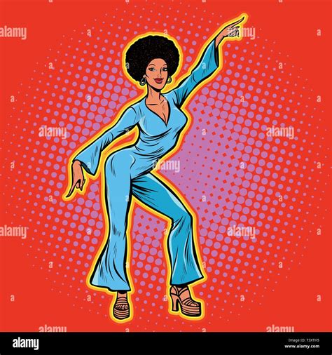 Retro African Disco Dance Pop Art Vector Illustration Kitsch Vintage