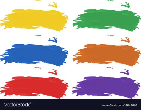 Brush Strokes In Six Color Of Acrylic Paints Vector Image