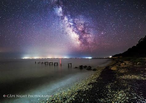 Galactic Pier The Milky Way Sets Over Marthas Vineyard As Seen From
