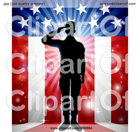 Patriotic American Soldier Saluting Flag By Atstockillustration 1690884