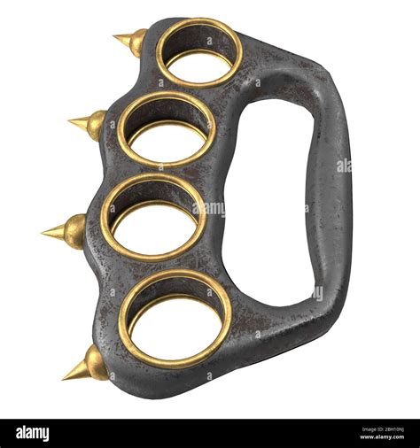 Iron Brass Knuckles With Spikes On An Isolated White Background 3d