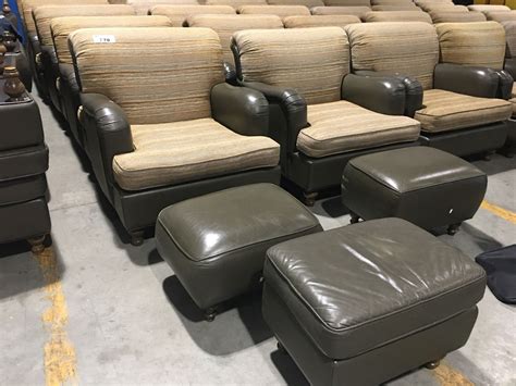 COMFY EASY CHAIR - LEATHER AND FABRIC-NEUTRAL TONE WITH GOLD FLECKS