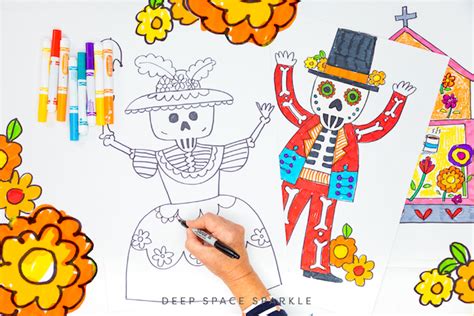 Day Of The Dead Catrina Marker Drawings And Celebration Alter Deep
