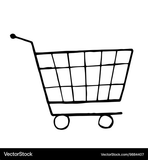 Doodle Drawing Shopping Trolley Royalty Free Vector Image