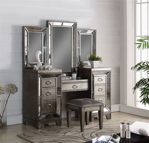 Amazing gallery of interior design and decorating ideas of mirrored vanity in bedrooms, closets, nurseries, bathrooms by elite interior. Lenox Vanity Desk w/ Mirror by Avalon Furniture ...