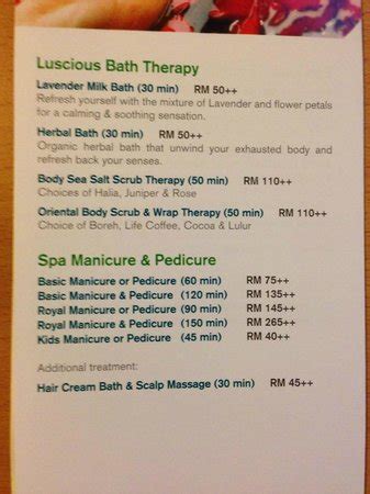 Hatten hotel melaka, melaka picture: Spa menu part 2/2 - Picture of Holiday Inn Melaka, Melaka ...