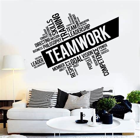 Teamwork Vinyl Wall Decal Word Cloud Success Office Decor Worker Stick — Wallstickers4you