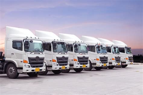 Truck Fleet With Beautiful Sky Stock Photo Image Of Background Trip