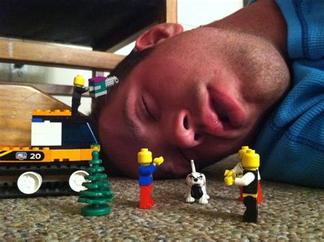 Friend Passed Out Last Night At Our Little Party So We Made Up Some Dialogue Using Lego Men