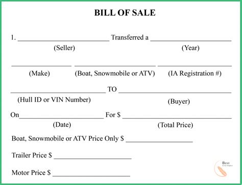 Florida Bill Of Sale Form For Dmv Motorcycle Boat Pdf And Word