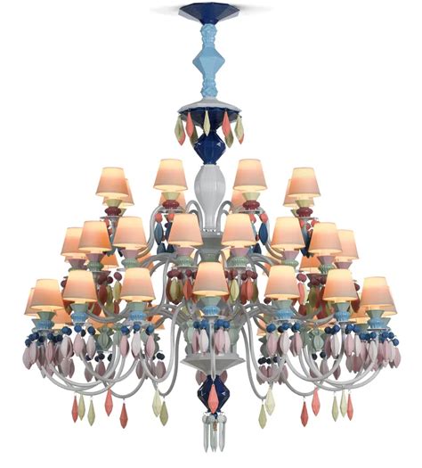 Customizable Lladro Belle De Nuit 40 Light Chandeliers For Sale At