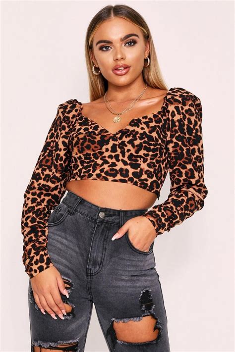 Puff Sleeve Milkmaid Crop Top Misspap Uk Tops Crop Tops Fashion