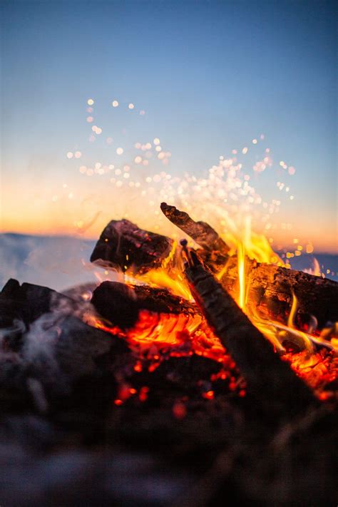 Glowing Campfire At Dusk Fotografia De Fogo Fogo Fogueira