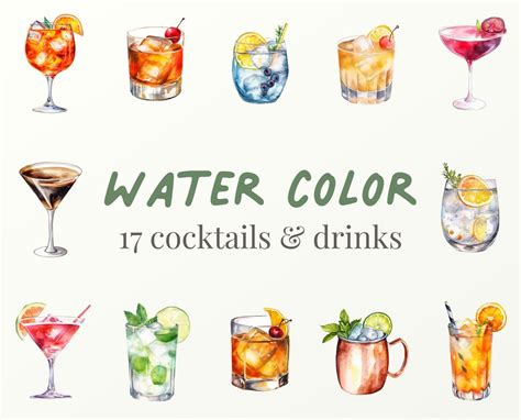 17 Watercolor Cocktail Clipart Illustrations Watercolor Drink Image Png Aperol Spritz