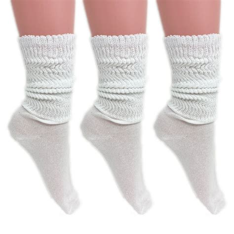 aws american made lightweight slouch socks for women extra thin white cotton socks 3 pairs