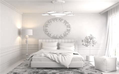 Download Wallpapers Fully White Stylish Bedroom White Bed Stylish