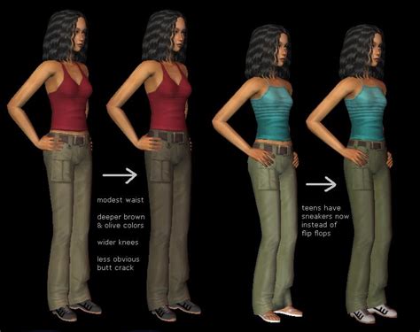 Mod The Sims Better Baggy Pants For Women Defaults Elder Age Conversion