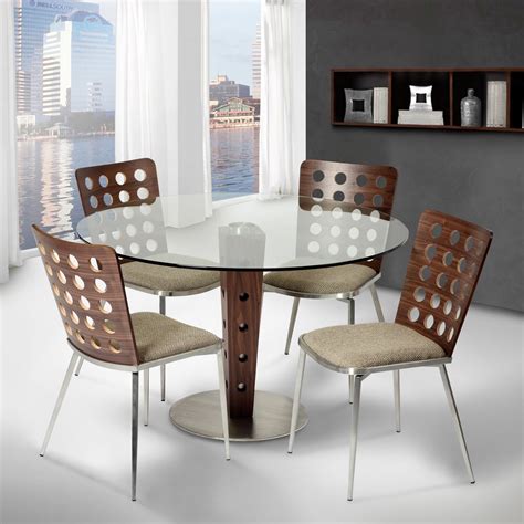 Armen Living Elton Modern Dining Table In Stainless Steel And Glass Top Al Lceldib201to At